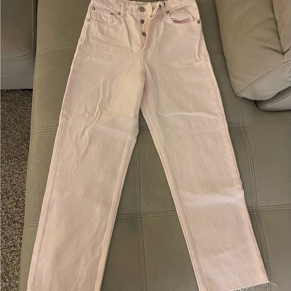 ZARA the new daddy light pink straight woman jeans, US6